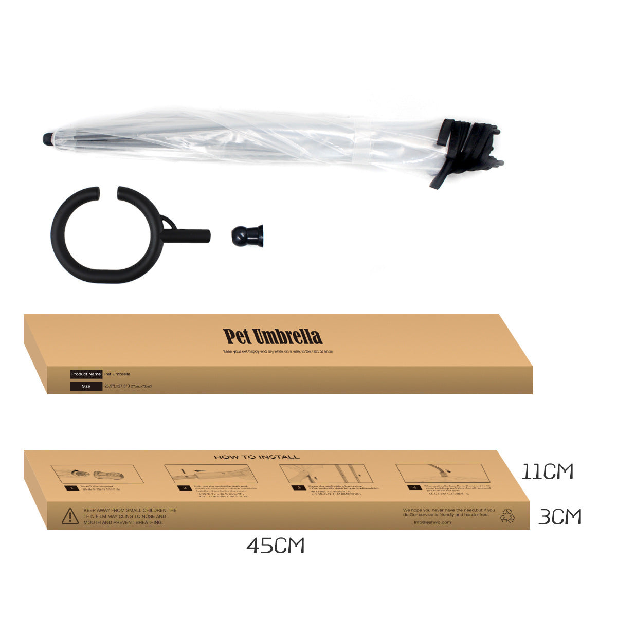Parapluie Transparent Ajustable pour Animaux – Protection Élégante par Tous les Temps