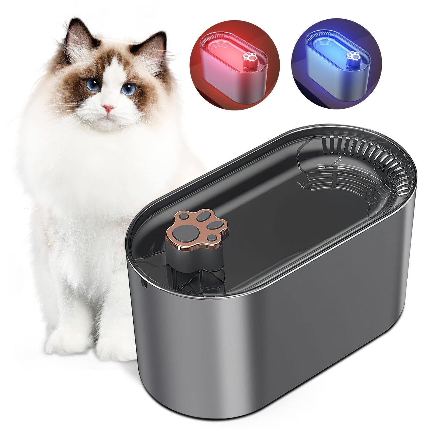 Fontaine à Eau Automatique 3L pour Chats et Chiens – Distributeur Ultra-Silencieux avec Filtre et Lumière LED